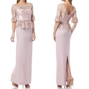 JS Collections 3D LEAF EMBROIDERY ILLUSION NECK